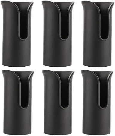 6 PCs Black Nylon Long Fishing Haste Tubo Inserir Protetor de Inserção, bobinas com fenda de reletas, FIXA