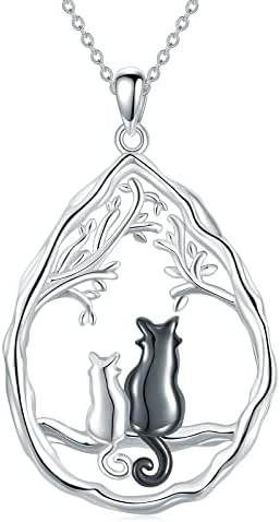 Colar de gato preto winnicaca esterlina jóias de gato de gato de animais de estimação de animais de estimação para mulheres adolescentes amantes de gatos
