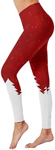 XXBR Women's Christmas Yoga Calças de cintura alta rena renas de neve de floco de neve Leggings Leggings de controle
