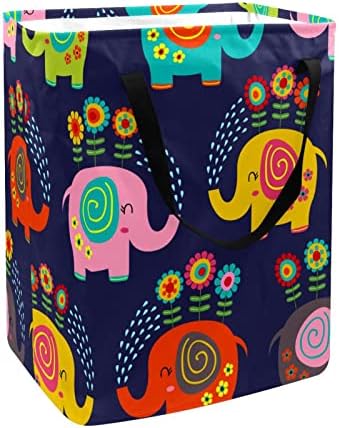 Flores de rega de elefante Cartoon estampa de estampa de lavanderia dobra