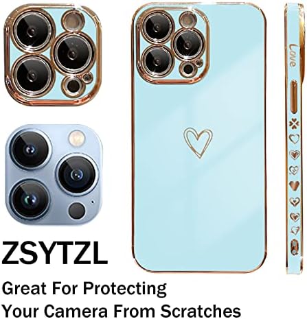 Zsytzl Compatível com o iPhone 14 Pro Case for Women Girl, com Cute Love Heart Plating Bumper Case Case Cover