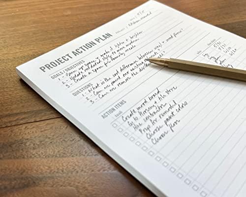 Two Tumbleweeds - Project Planner Notepad - Plave de planejamento de 7 x 10 ”para gerenciamento de projetos com lista de verificação, itens de ação, anotações - Planejador de tarefas - Planejador de negócios para produtividade - para trabalho e escola - 50 folhas