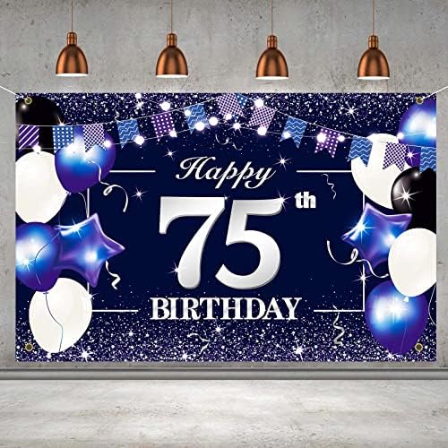 P.G Collin Feliz 75º Banner Banner Cenário Signal Background 75 Birthday Party Decorations Supplies For
