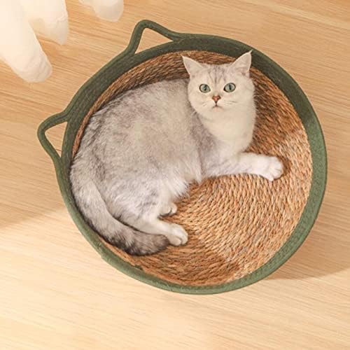 Cesta de cesta de gato tecelando cama de gato portátil gatinho redondo gato scratch tapel kennel cão pequeno cão