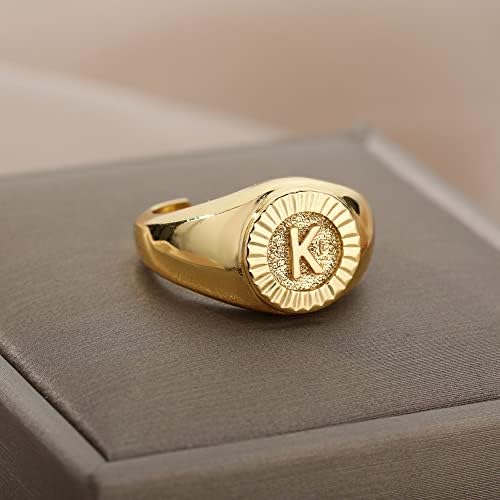 Oyalma Grave A-Z anel de sinete inicial para homens punk vintage letra de ouro anel de casal jóias de casamento anilos-s-cor-ouro-36513