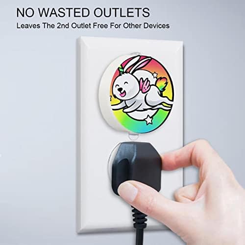 2 Pacote de plug-in Nightlight LED Night Light Unicorn Rabbit com sensor do anoitecer para o quarto para o quarto de crianças, viveiro, cozinha, corredor