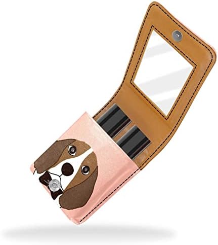 Bolsa de batom de batom de maquiagem de oryuekan com espelho portátil de armazenamento de armazenamento portátil de armazenamento de armazenamento labial de armazenamento, desenho animado, adorável cão animal beagle