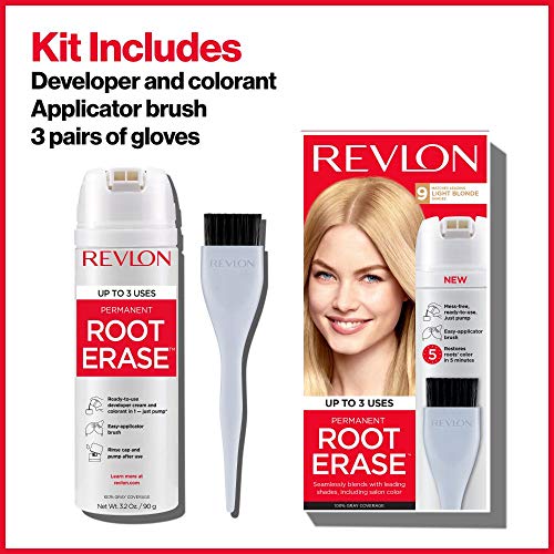 Cor de cabelo permanente por Revlon, tintura de cabelo permanente, apagar raiz em casa com escova de aplicador