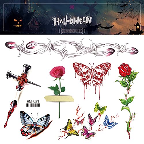 Kit de tatuagens de face temporário do Halloween Unimore, tatuagens temporárias de sangue de cicatrizes,