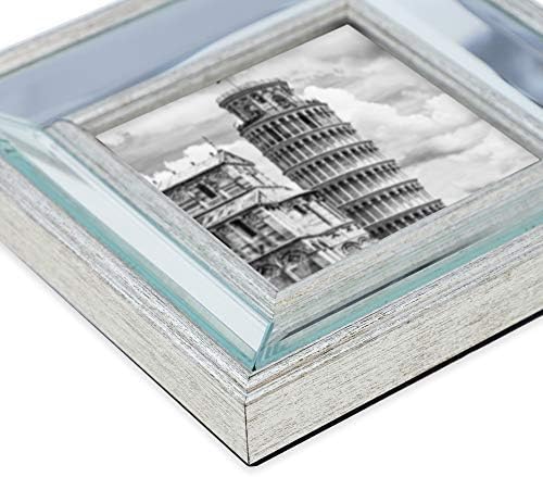 Isaac Jacobs 5x7 Silver Chanfled Mirror Picture Frame - Moldura espelhada clássica com ligeiro ângulo
