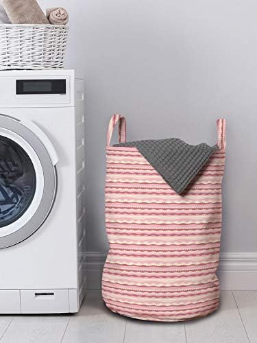 Bolsa de lavanderia empoeirada lunarável, onda de rosa ondas do estilo doodle listras horizontais
