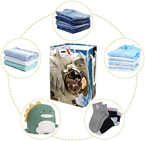 Cesta de lavanderia espacial de deyya com alças cesto de roupa dobrável, revestimento embutido com suportes