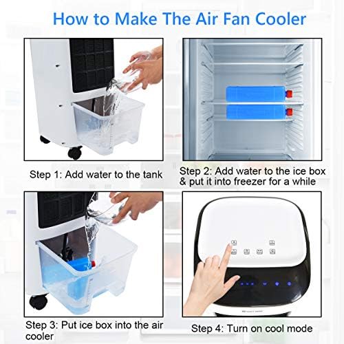 Cooler evaporativo Costway, refrigerador de ar portátil com exibição de LED, controle remoto, função de tempo de 7,5 horas, para casa e escritório, função de resfriamento e umidificação