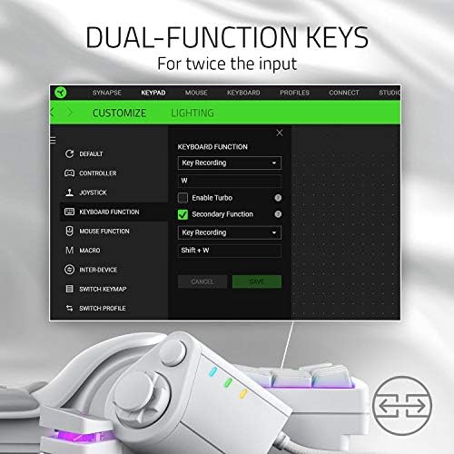 Razer Tartarus Pro Gaming Keypad: Chaves de chave analógica - 32 teclas programáveis ​​- Iluminação personalizável do Chroma RGB - Macros programáveis ​​- Sensibilidade da pressão da tecla variável - Mercúrio branco
