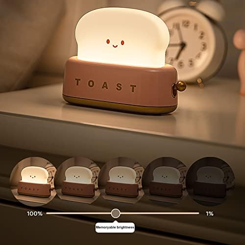 Moshou Bread Bread Bread Night Lamp, LED de LED diminuído Lâmpada recarregável com sorriso de torramento