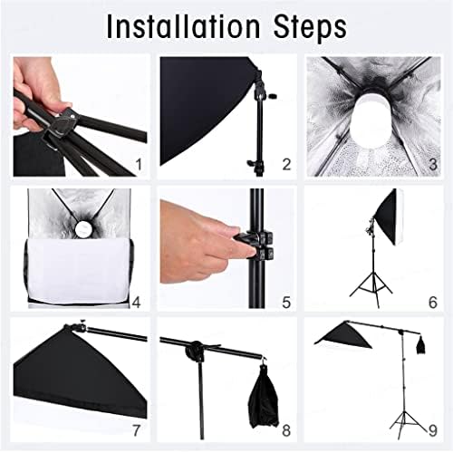 Kit de iluminação fotográfico xxxdxdp, incluindo 2x2m de fundo fotográfico cenários de musselina & Softbox & Light Stand & Portable Bag