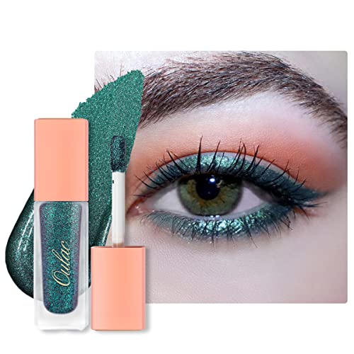 Olac Metallic Green Liquid Eyeshadow Eyeshadow | Eyeliner líquido verde maquiagem dos olhos | Fórmula hidratante leve que não aumenta a remoção fácil de remover. Vegan e sem crueldade