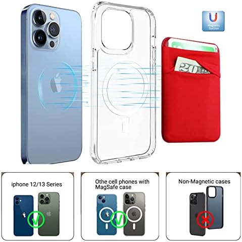 Wuoji Extrody Magnetic Card Solder para Mag Safe, iPhone 14 Double Secure Pocket Fabric Holder Wallet