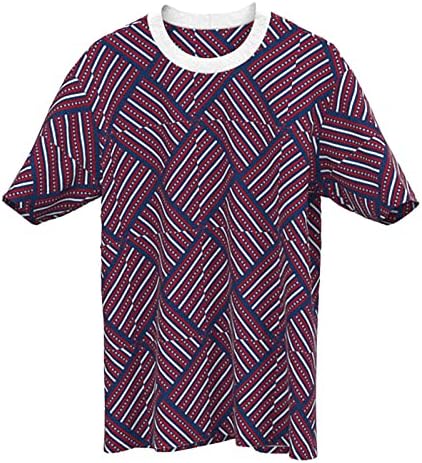 Camisetas de trabalho de verão bmiSEGM para homens camisetas gráficas masculinas 3D 4 de julho Padrão de bandeira Homens de gola alta