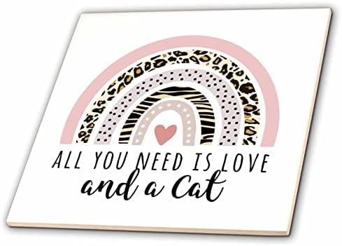 3drose tudo o que você precisa é amor e um gato - gatos engraçados amante rosa leopardo arco -íris - azulejos