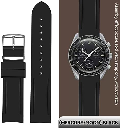Korlexchi Substituição Silicone Watch Strap Band compatível com Omega X Swatch Speedmaster Moonswatch