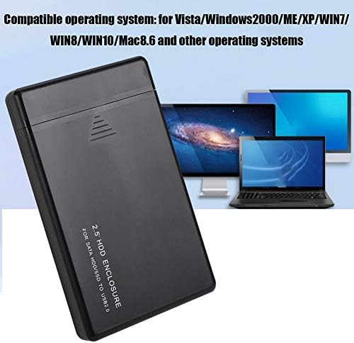 Gabinete do disco rígido Ashata 2,5 , alumínio USB 2.0 SATA Caso Externo de HDD para SSD SATA SATA 2,5 polegadas, capacidade de 8 TB, velocidade de 480m/s, caixa de disco rígido móvel compatível com Vista/Win/para Mac