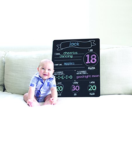 Pearhead Baby Milestone Chalkboard, placa mensal de foto do bebê marco, neutro em termos de gênero