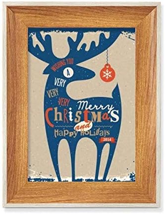 McJs Christmas Holiday Blue Deer Desktop Wooden Photo Frame Display Picture Painting vários conjuntos