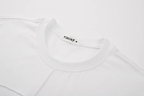Camisetas masculinas de Yininf Hipster Manga curta Crew de cor de cor de pescoço de algodão macio