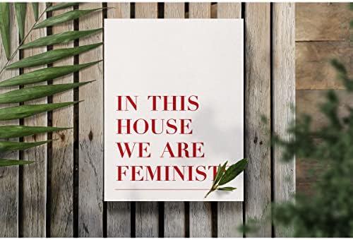 Somos feministas Arte da parede de lona emoldurada, pinturas inspiradoras de citação feminista Poster 12 x 15, decoração de parede perfeita para presente de arte para escritório em casa presente
