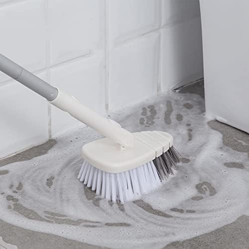 Brush de limpador de ladrilhos da banheira com maçaneta longa, ferramenta de limpeza de escova de chuveiro para banheira de banheira piso de cozinha de cozinha limpador para pais e parentes, branco