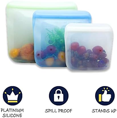 IKLM Silicone Alimento de bolsas de armazenamento reutilizável, recipientes para almoços ecológicos, sacos reutilizáveis