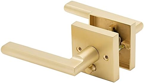 Linkaa alavanca da porta da alavanca de mancha de ouro da mancha de latão alavanca da porta da alavanca com trava, trava sem chave, função de privacidade maçanetas de porta externa/interior.