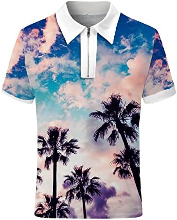 UBST 2022 Novas camisas de pólo masculinas, verão de manga curta Tops de pescoço casual estampa tropical havaiana
