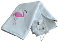 Toalha de golfe rosa flamingo, água absorvente%100 Toalha de golfe de algodão turco para sacos de golfe com toalhas