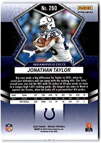 2022 Panini Mosaic Mosaic Camo Pink #260 Jonathan Taylor Pride Indianapolis Colts NFL Cartão de negociação de futebol