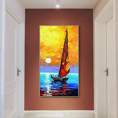 Navegação suave, pintura a óleo, paisagem pura pintada à mão, cenário, oceano, pintura moderna de varanda
