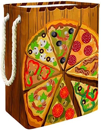 Melhor pizza unicey no quadro à prova d'água, cesto de roupa dobrável para o quarto do quarto de crianças