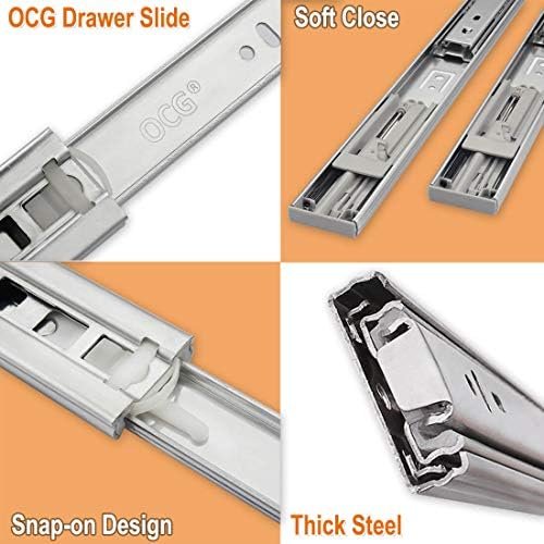 OCG Soft Close Draw Slides de 22 polegadas, rolamento de extensão de extensão late
