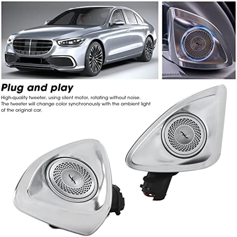 Fydun Car Audio Tweeters com Kit de Iluminação Ambiental LED 64 Cor 4D Rotativo Tweeter Substituição para Mercedes-Benz S-Class W223 2021+