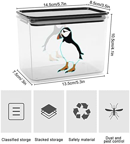 Recipientes de armazenamento de pássaros para Puffin Caixa de plástico transparente com tampas de lixeiras