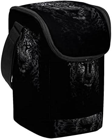 Lunhana de Guerrotkr para mulheres, lancheira para homens, lancheira pequena, padrão de leopardo de animal padrão preto
