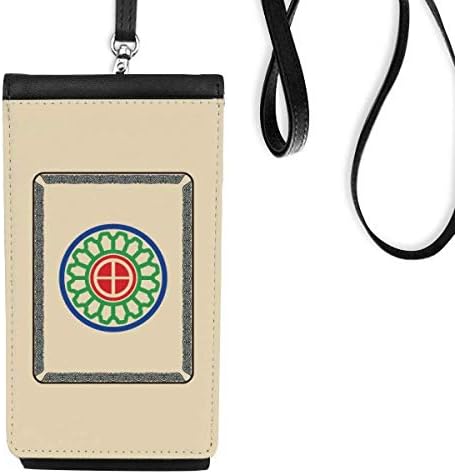 Mahjong Circle Dots 1 Padrão de ladrilho bolsa de carteira de telefone pendurada bolsa móvel bolso preto