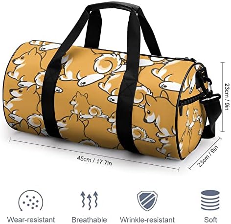 Shiba Inu Cylindrical Gym Bag Tote Bag Duffel Bag para férias esportivas para o fim de semana