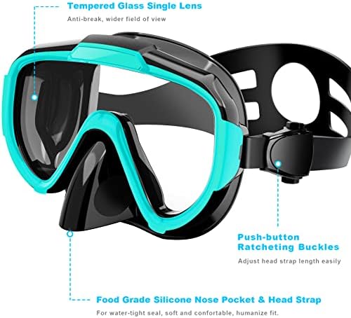 Conjunto de snorkel, Zipoute Snorkel Dry Top Snorkeling Gear para adultos, lente panorâmica de vidro