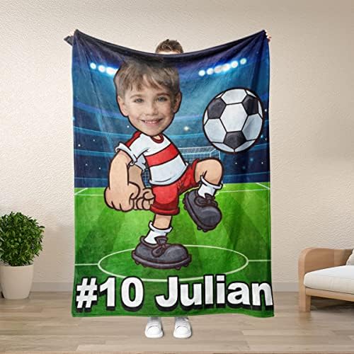 Angeline Kids USD fez cobertor de bebê personalizado para meninos, futebol personalizado para presentes de