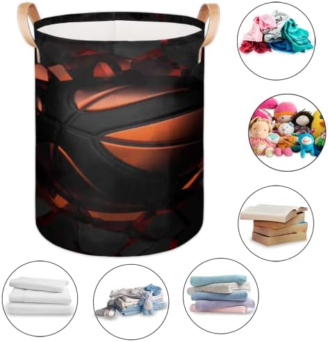 Cesto de lavanderia de basquete esportivo cesto de lavanderia grande cesto de lavanderia cesta de lavanderia de armazenamento dobrável à prova d'água com cestas de berçário de roupas para roupas para o banheiro Organizador de brinquedos de quarto de banheiro