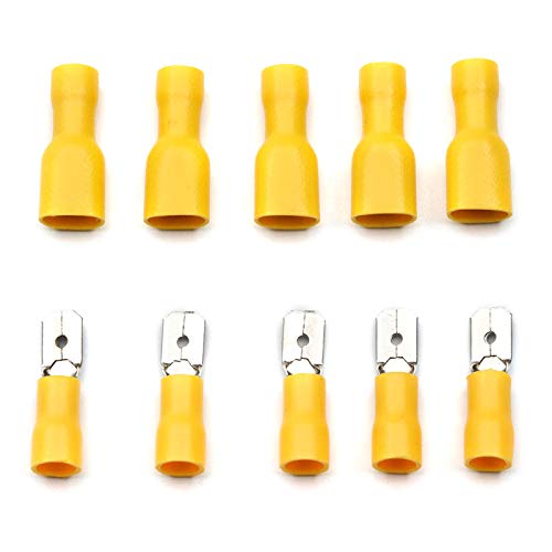 100pcs 1,5-2,5mm2 Amarelo fêmea + pára-macho Isolado conectores de cabo elétrico isolados Plugue de cabo
