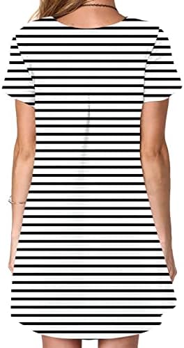 Vestidos Gakvbuo para mulheres 2023 Casual Manga curta Camiseta de camisa de camiseta Crewneck Print Túnica solta Mini vestido de camiseta com bolso