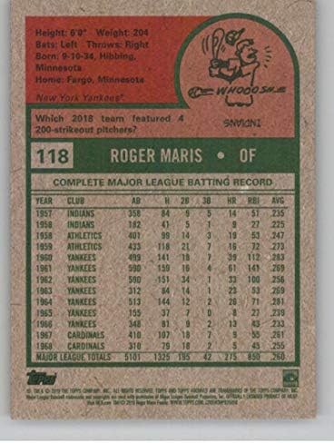 2019 Topps Archives 118 Roger Maris New York Yankees MLB Baseball Trading Card